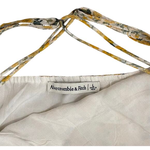 Abercrombie & Fitch Floral Midi Dress Large Yellow Ruffle Feminine Garden Party - Picture 7 of 10